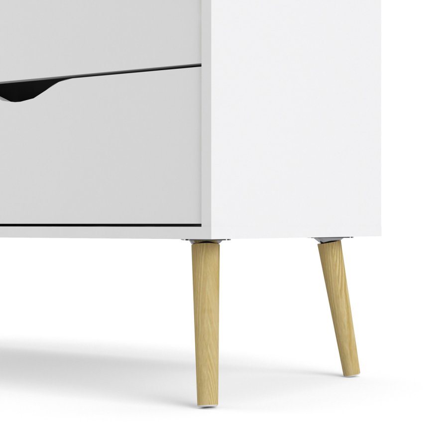 TVILUM Delta kommode - hvid/egestruktur, m. 4 skuffer