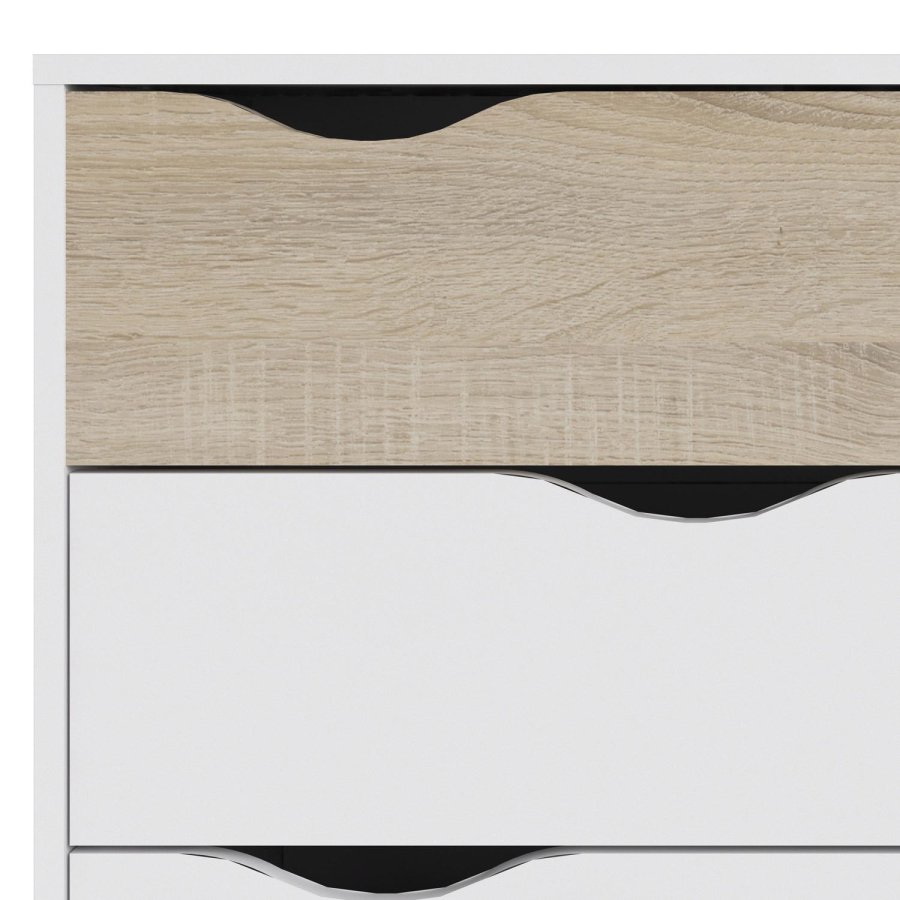 TVILUM Delta kommode - hvid/egestruktur, m. 4 skuffer