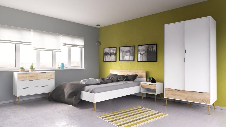 TVILUM Delta natbord - hvid/egestruktur, m. 1 skuffe 