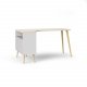 TVILUM Delta skrivebord - egestruktur/hvid tr m. 2 skuffer