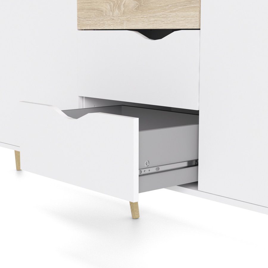 TVILUM Delta sknk - hvid/egestruktur, m. 3 lger og 3 skuffer