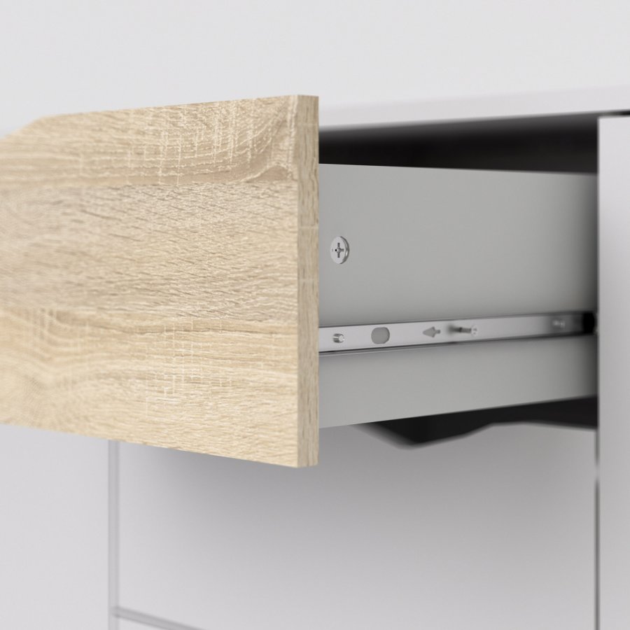 TVILUM Delta sknk - hvid/egestruktur, m. 3 lger og 3 skuffer