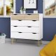 TVILUM Delta kommode - hvid/egestruktur, m. 5 skuffer