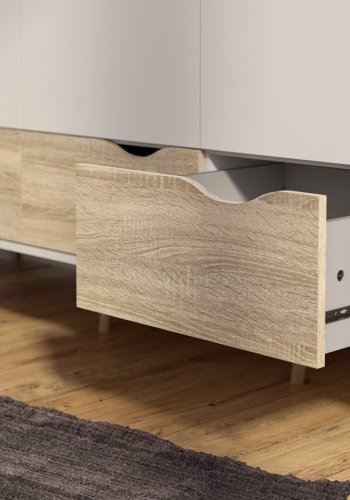 TVILUM Delta garderobeskab - hvid/egetrsstruktur, m. 3 lger og 3 skuffer