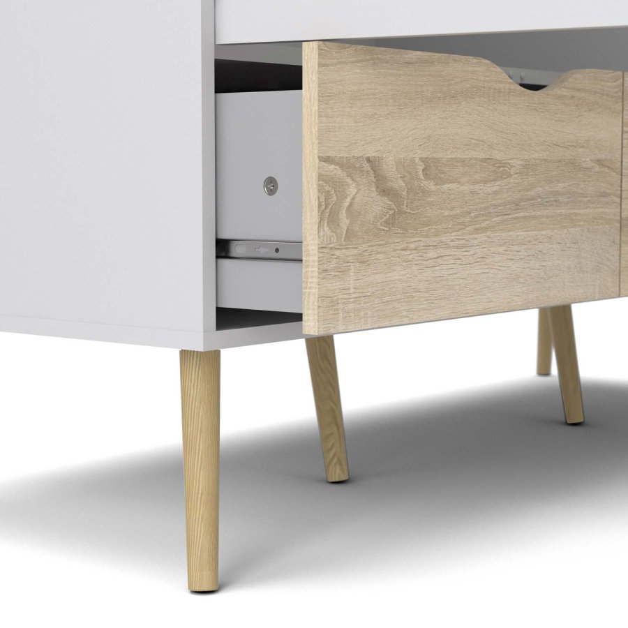 TVILUM Delta garderobeskab - hvid/egetrsstruktur, m. 3 lger og 3 skuffer