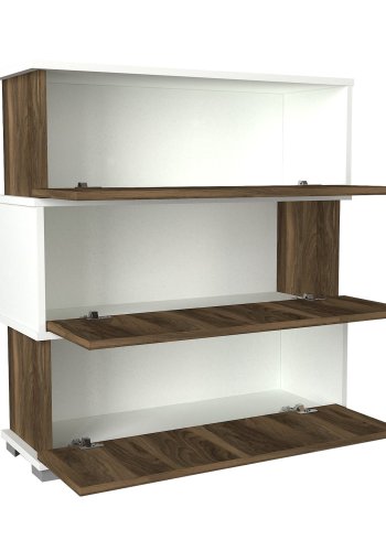 FUNZI LIVING Napolyon skoskab, m. 3 lger - hvid og valnd melamin
