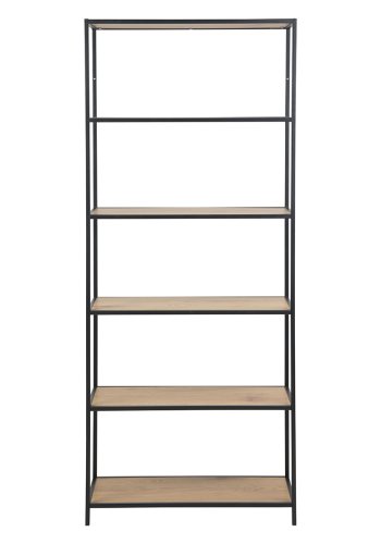 ACT NORDIC Seaford bogreol - natur/sort papir vildeg/metal, m. 4 hylder