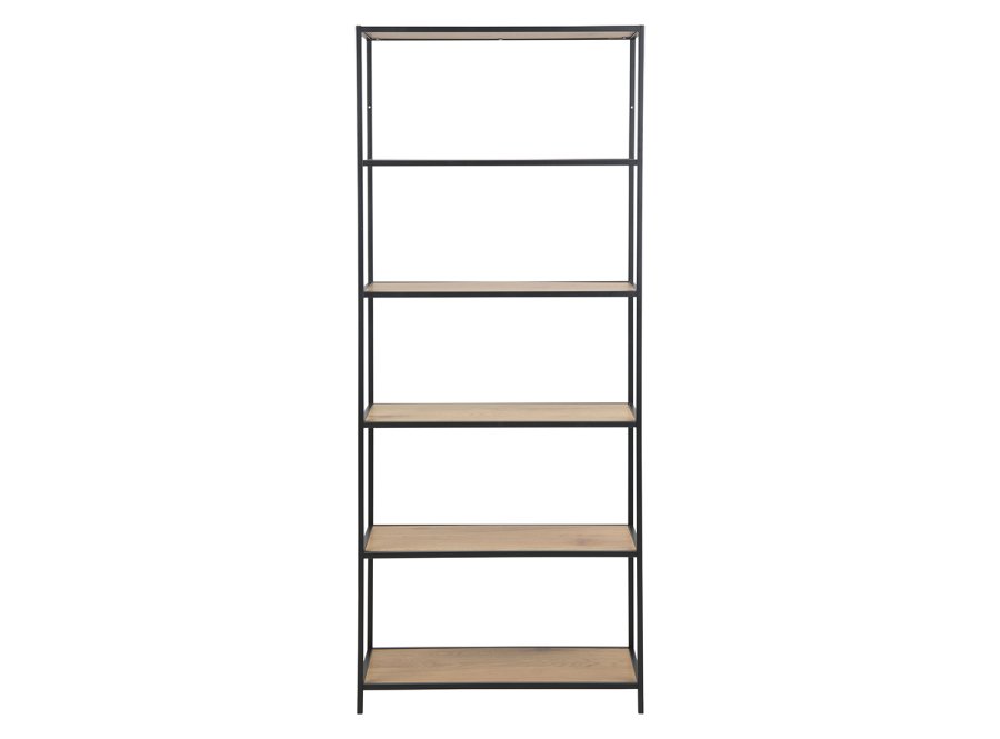 ACT NORDIC Seaford bogreol - natur/sort papir vildeg/metal, m. 4 hylder