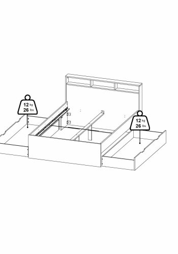 TVILUM Ikast Seng med 2 skuffer 140x200, Jackson Hickory / Hvid, 149,8 x 216 x 96,8 cm