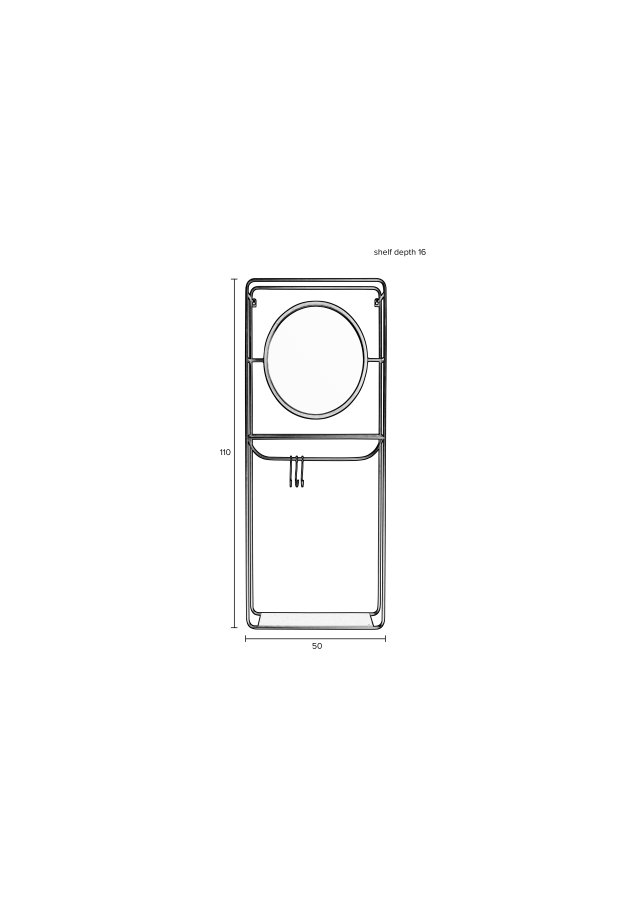 WHITE LABEL LIVING Duco vghngt tjstativ, m. spejl, hylde, kroge - sort stl