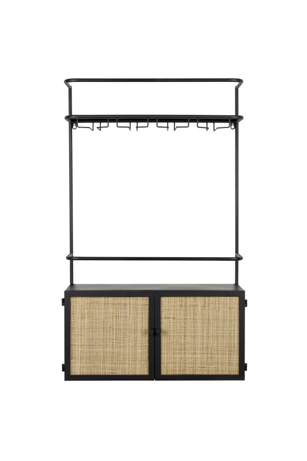 WHITE LABEL LIVING Guuji cghylde til vin, m. 2 lger - rattan og sort jern