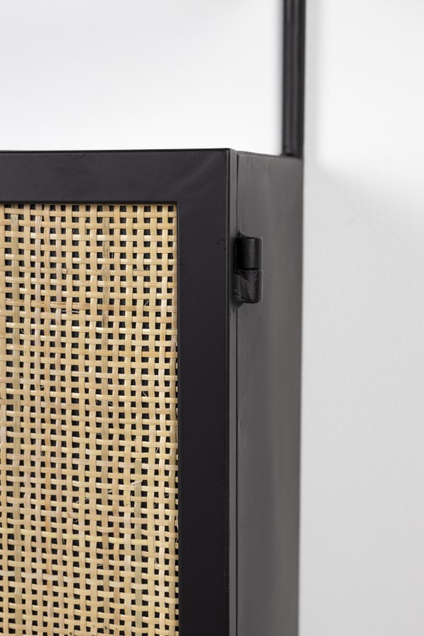 WHITE LABEL LIVING Guuji cghylde til vin, m. 2 lger - rattan og sort jern