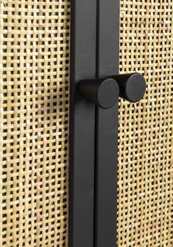 WHITE LABEL LIVING Guuji cghylde til vin, m. 2 lger - rattan og sort jern
