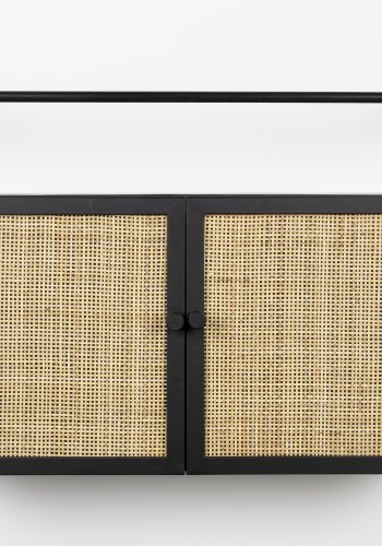 WHITE LABEL LIVING Guuji cghylde til vin, m. 2 lger - rattan og sort jern