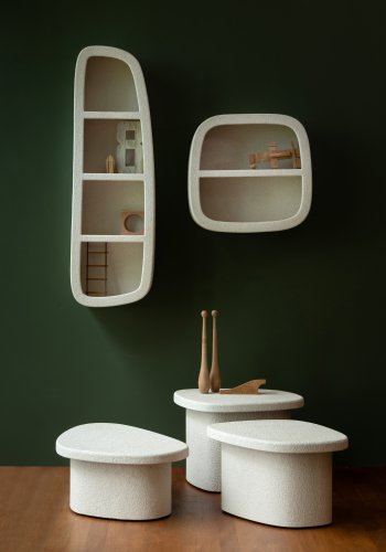 DUTCHBONE Veda vghylde, Midt, m. 1 hylde - beige genbrugsmarmor