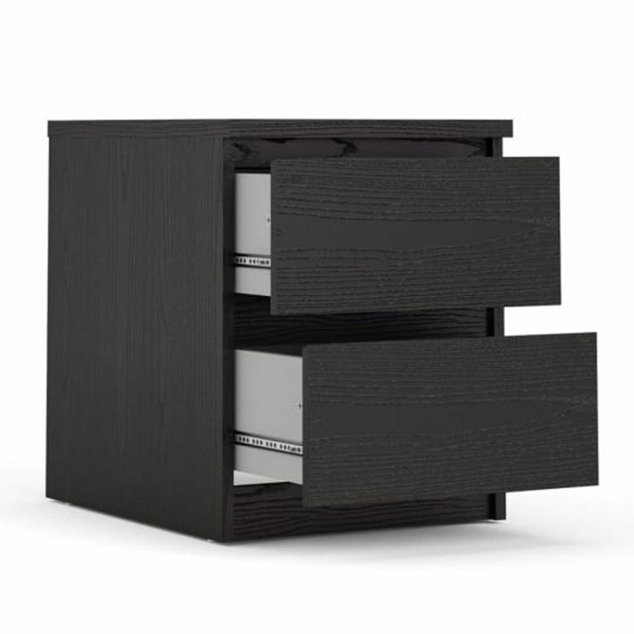 TVILUM Naia sengebord, m. 2 skuffer - sort folie og plastik (40,4x50)