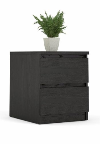 TVILUM Naia sengebord, m. 2 skuffer - sort folie og plastik (40,4x50)