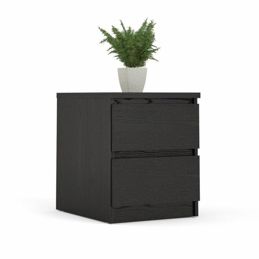 TVILUM Naia sengebord, m. 2 skuffer - sort folie og plastik (40,4x50)