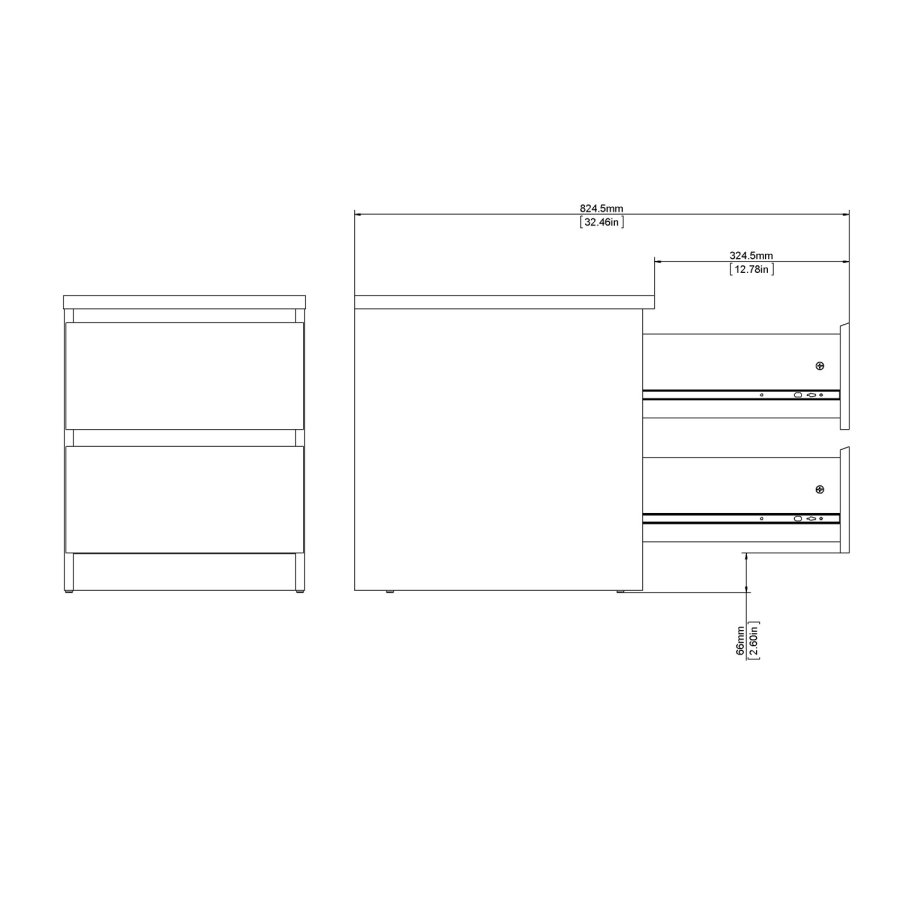 TVILUM Naia natbord - hvid hjglans tr, m. 2 skuffer