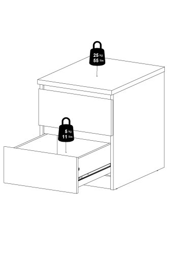 TVILUM Naia natbord - hvid hjglans tr, m. 2 skuffer