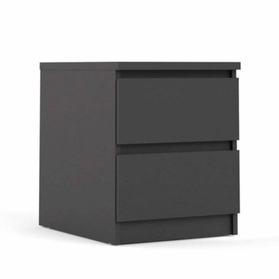 TVILUM Naia sengebord, m. 2 skuffer - sort folie og plastik (40,4x50)