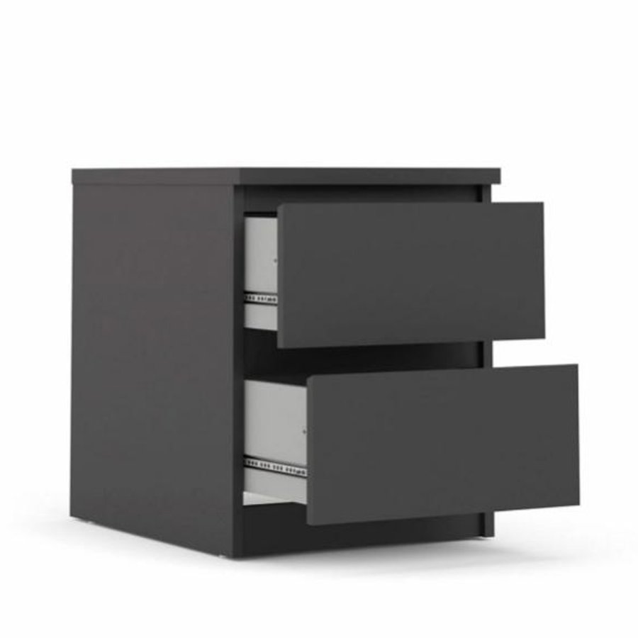 TVILUM Naia sengebord, m. 2 skuffer - sort folie og plastik (40,4x50)