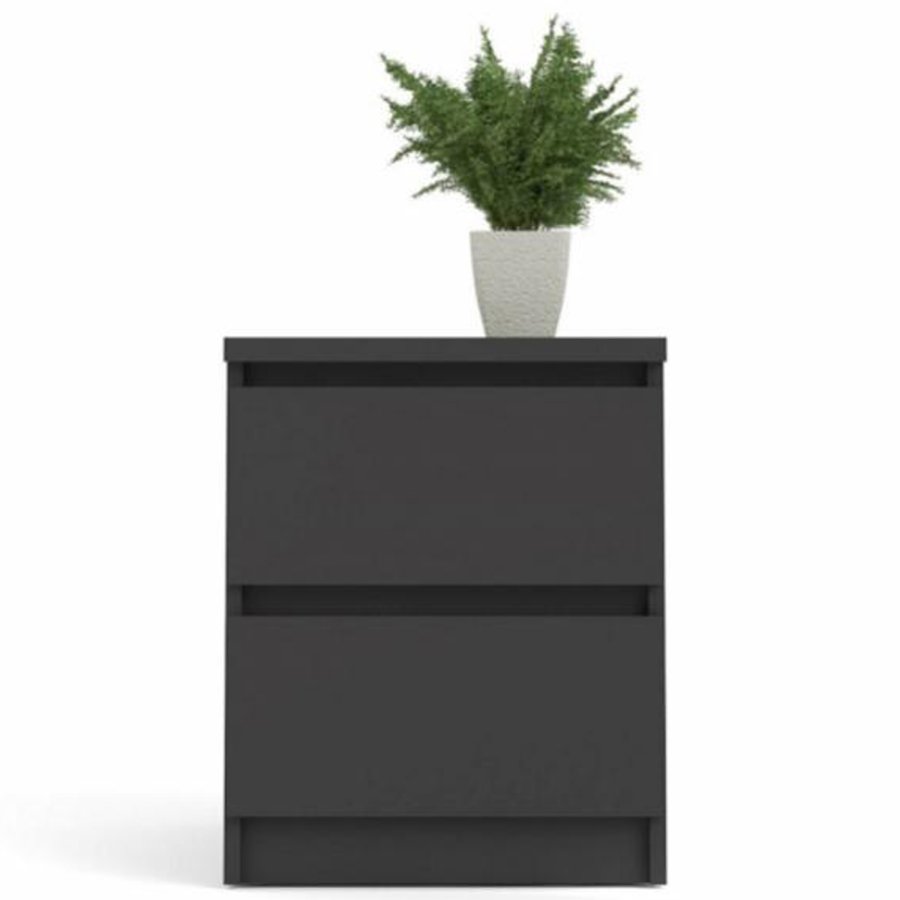 TVILUM Naia sengebord, m. 2 skuffer - sort folie og plastik (40,4x50)