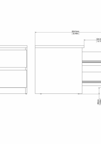 TVILUM Naia sengebord, m. 2 skuffer - sort folie og plastik (40,4x50)