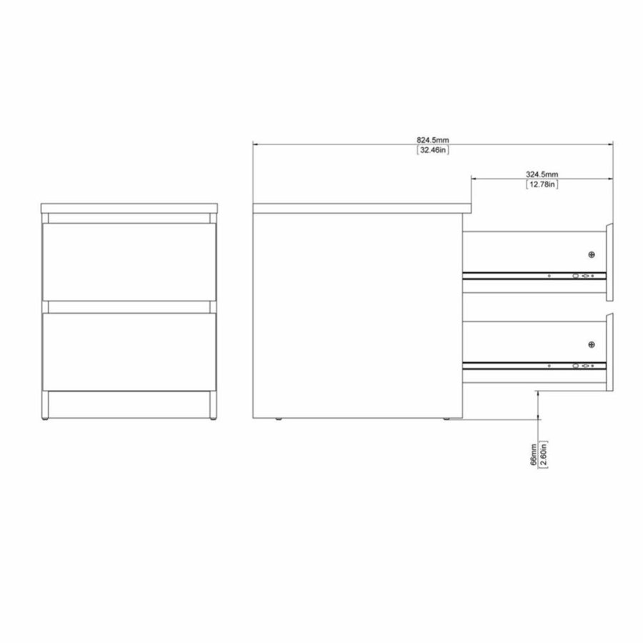 TVILUM Naia sengebord, m. 2 skuffer - sort folie og plastik (40,4x50)
