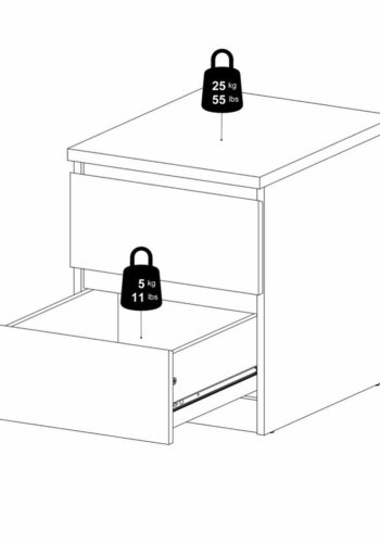 TVILUM Naia sengebord, m. 2 skuffer - sort folie og plastik (40,4x50)