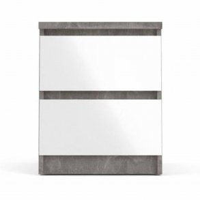 TVILUM Naia sengebord, m. 2 skuffer - gr/hvid folie og plastik (40,4x50)