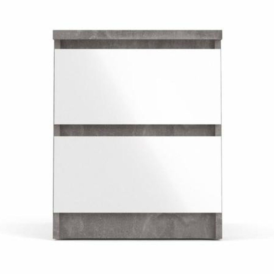 TVILUM Naia sengebord, m. 2 skuffer - gr/hvid folie og plastik (40,4x50)