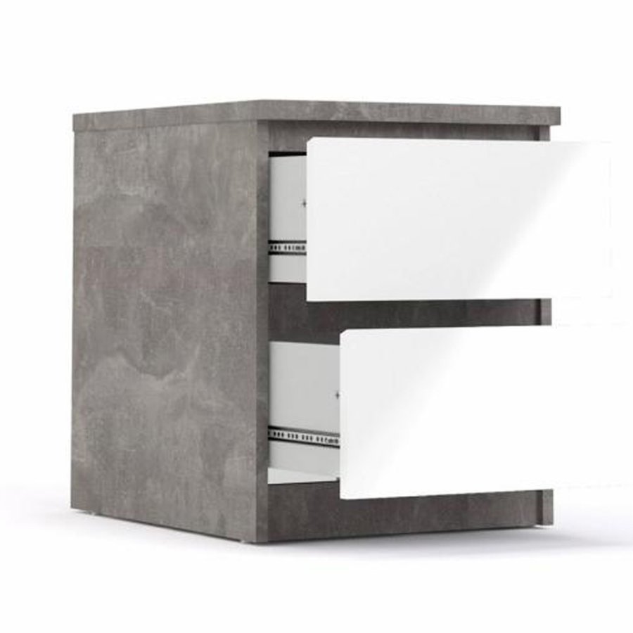 TVILUM Naia sengebord, m. 2 skuffer - gr/hvid folie og plastik (40,4x50)