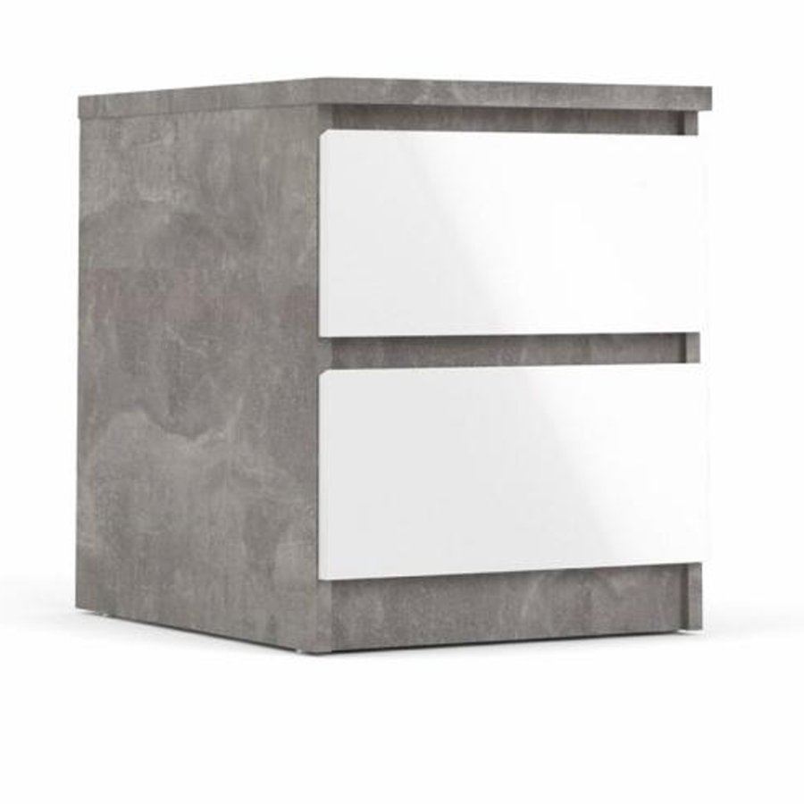 TVILUM Naia sengebord, m. 2 skuffer - gr/hvid folie og plastik (40,4x50)