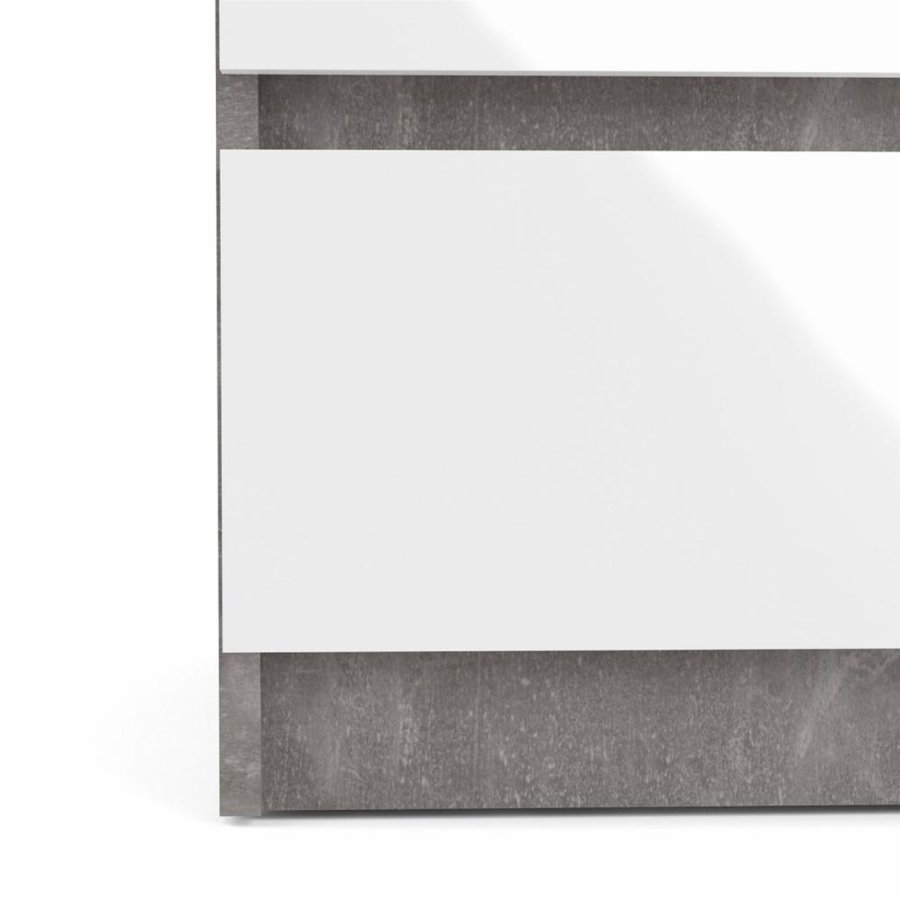 TVILUM Naia sengebord, m. 2 skuffer - gr/hvid folie og plastik (40,4x50)