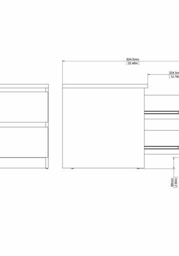 TVILUM Naia sengebord, m. 2 skuffer - gr/hvid folie og plastik (40,4x50)