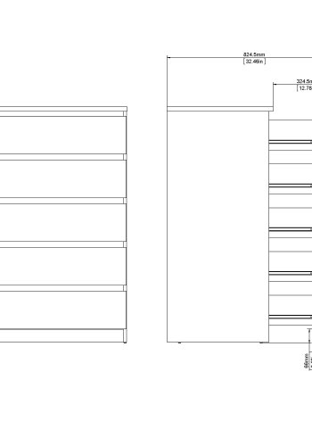 TVILUM Naia kommode - hvid hjglans tr, m. 5 skuffer