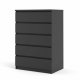 TVILUM Naia kommode, m. 5 skuffer - sort folie og plastik