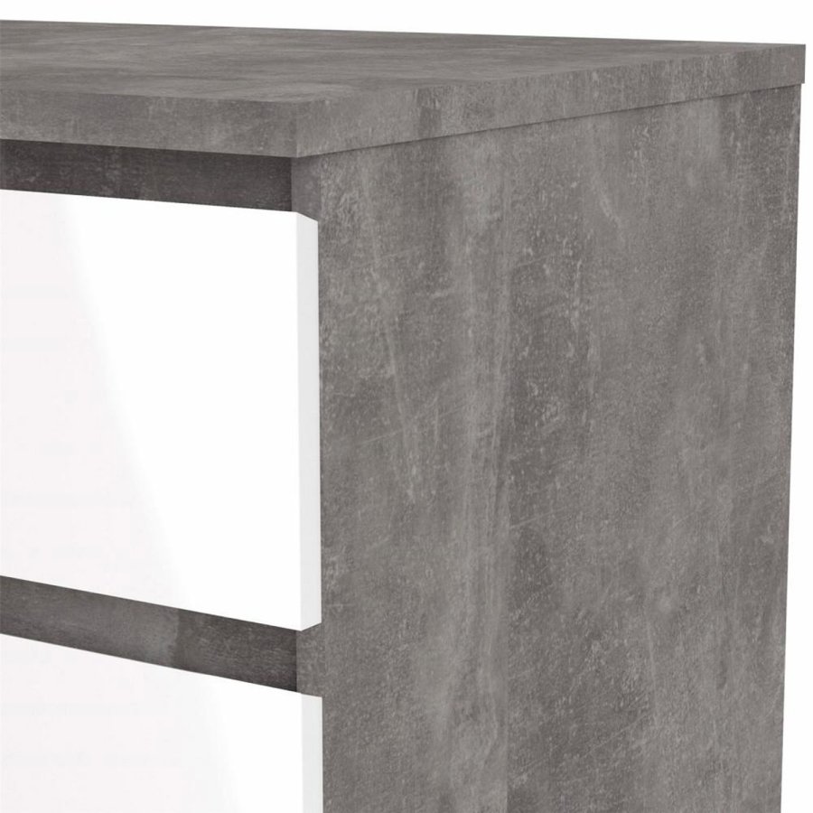 TVILUM Naia kommode, m. 5 skuffer - hvid/gr folie og plastik