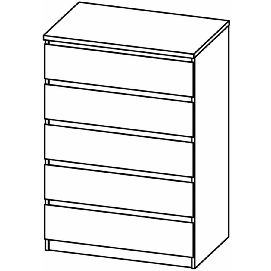 TVILUM Naia kommode, m. 5 skuffer - hvid/gr folie og plastik