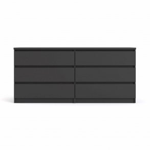 TVILUM Naia dobbelt kommode, m. 6 skuffer - sort folie og plastik