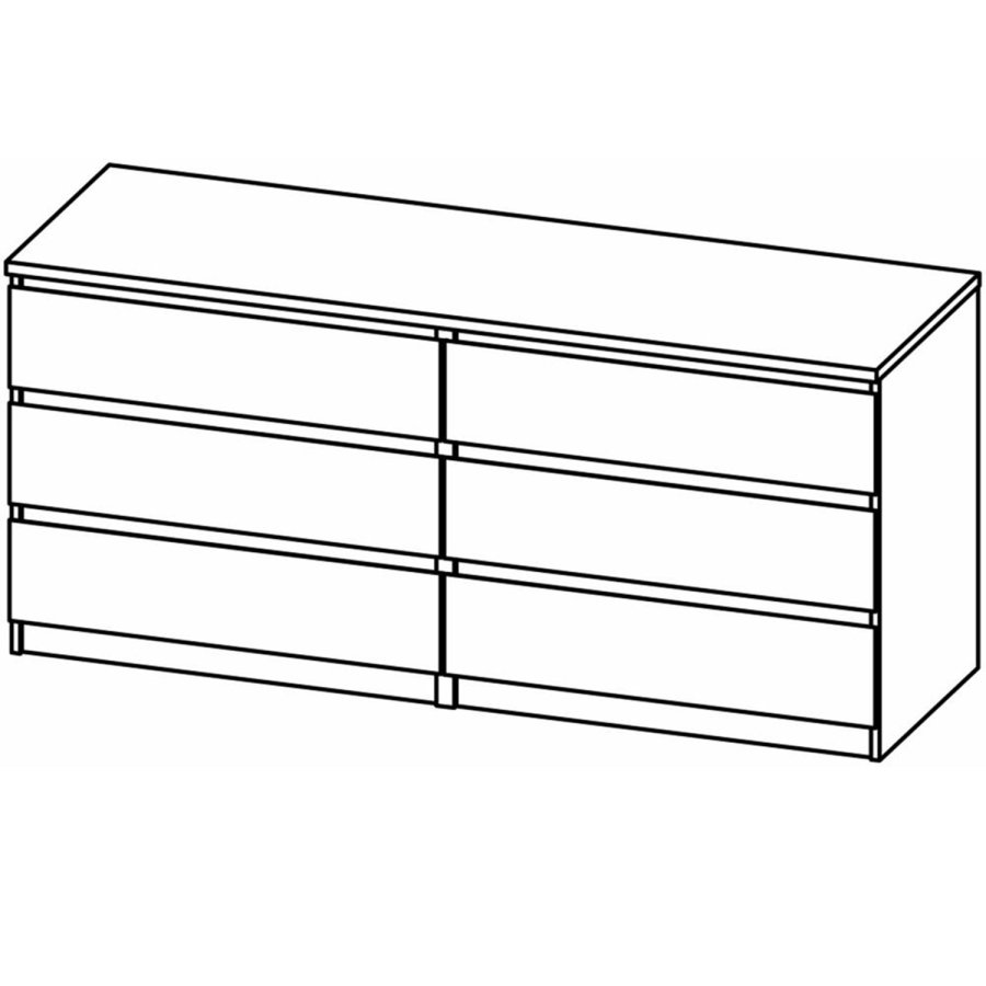 TVILUM Naia dobbelt kommode, m. 6 skuffer - gr/hvid folie og plastik