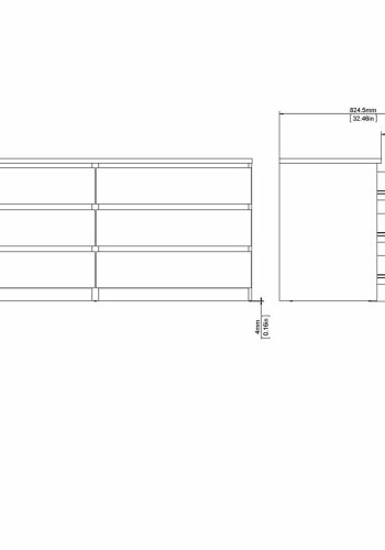 TVILUM Naia dobbelt kommode, m. 6 skuffer - gr/hvid folie og plastik