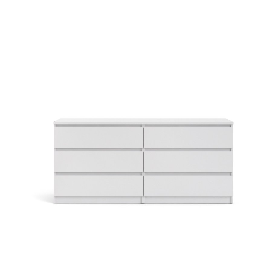 TVILUM Naia kommode -hvid hjglans tr, m. 6 skuffer