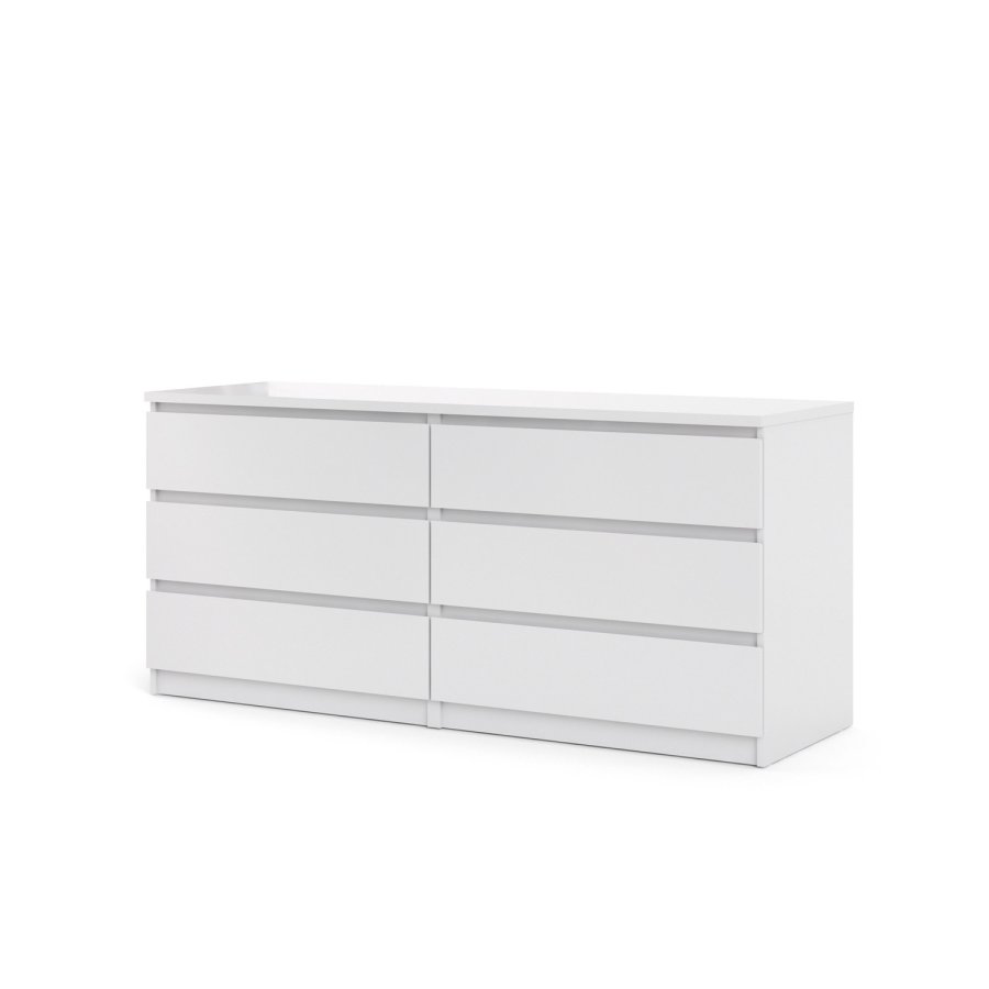 TVILUM Naia kommode -hvid hjglans tr, m. 6 skuffer