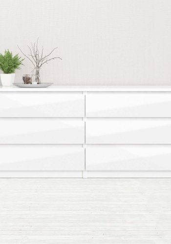 TVILUM Naia kommode -hvid hjglans tr, m. 6 skuffer