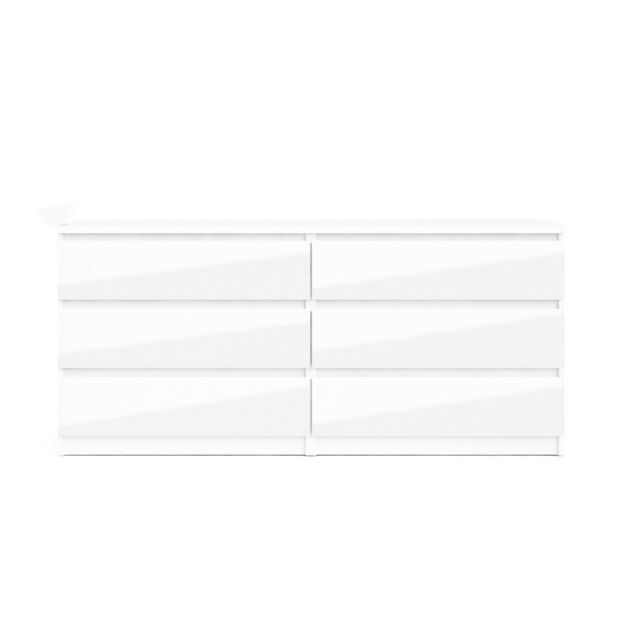 TVILUM Naia kommode -hvid hjglans tr, m. 6 skuffer