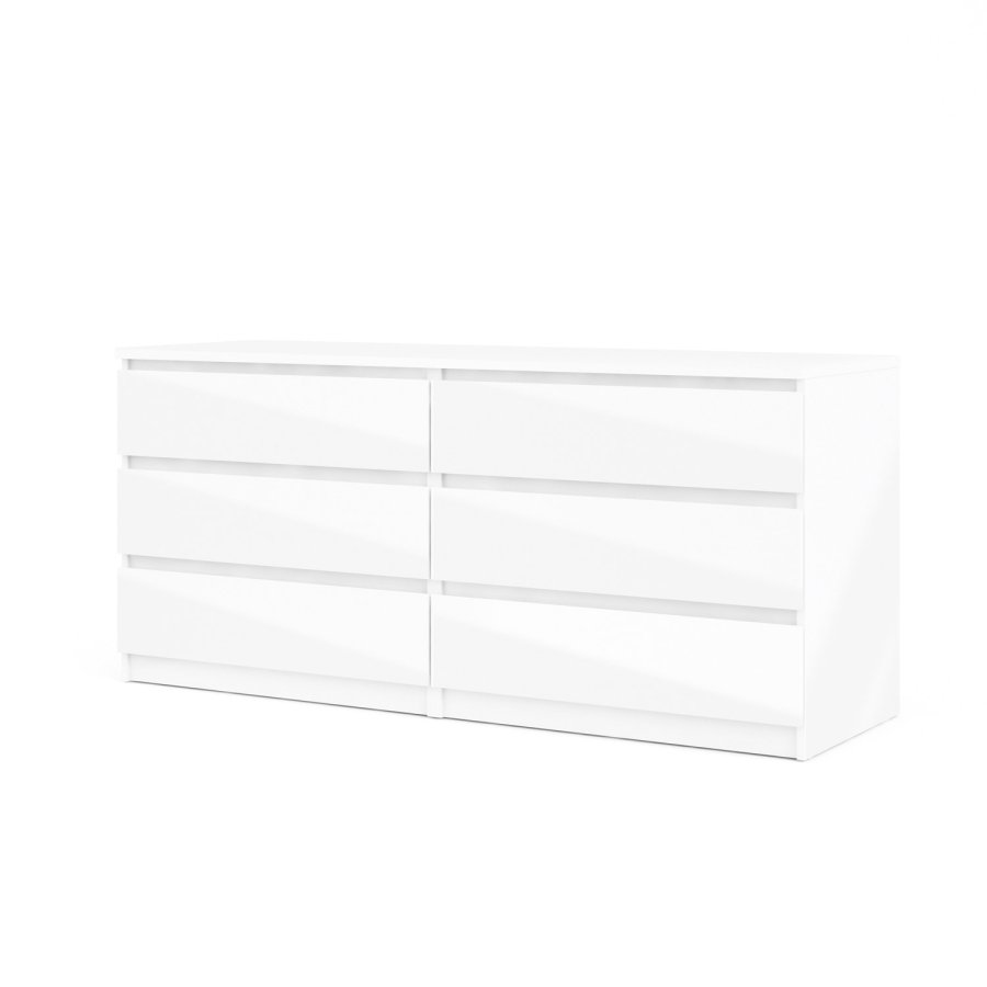 TVILUM Naia kommode -hvid hjglans tr, m. 6 skuffer