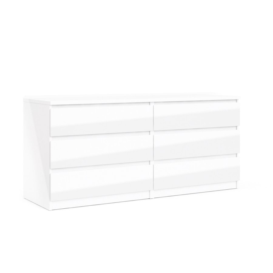 TVILUM Naia kommode -hvid hjglans tr, m. 6 skuffer