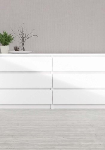TVILUM Naia kommode -hvid hjglans tr, m. 6 skuffer